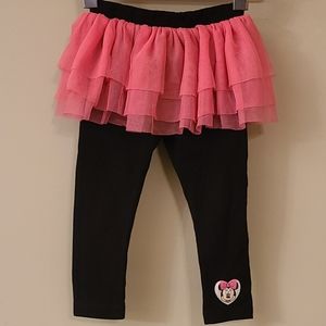 Black Minnie Mouse leggings/tights with attached pink tutu